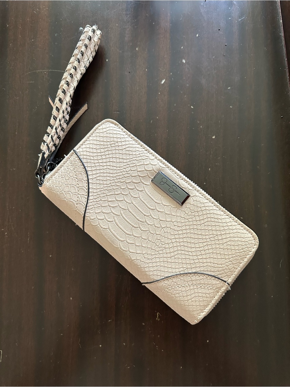 Jessica Simpson Cream Textured Wristlet Wallet